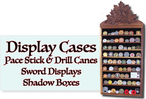 DW Carving Studio displays, coin display, sword, pace stick, drill cane and more